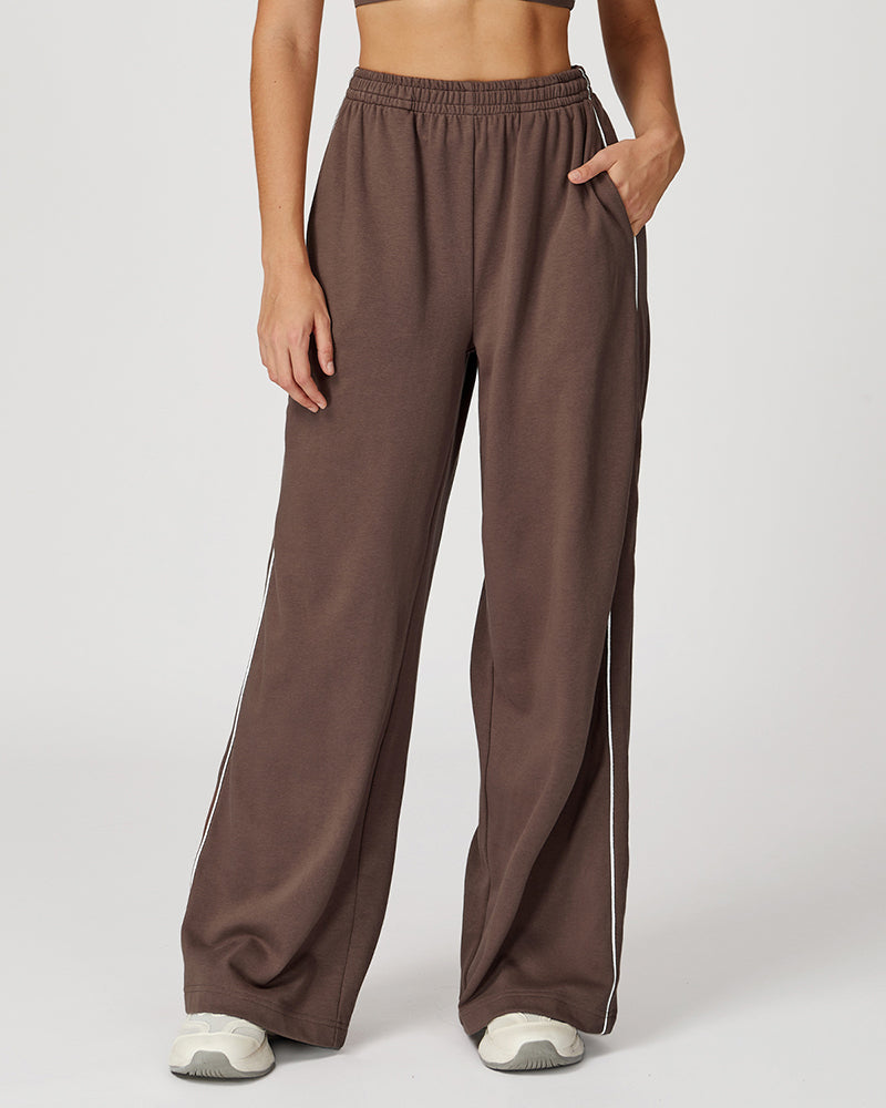 Women Customized Logo Colorblock Running Casual Wide Leg Loose Sweatpants S-XL
