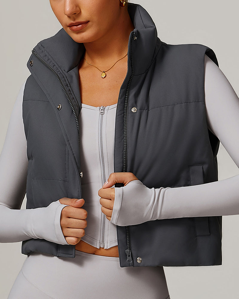 Winter Down Fashionable Versatile White Duck Down Warm Sports Vest Jacket S-L