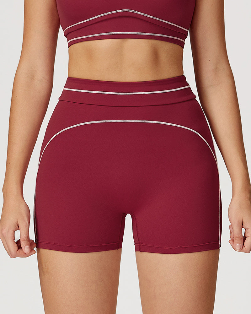 Women Logo Add Colorblock Yoga Bottom Mini Tight Shorts S-XL