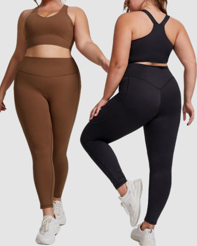 Women Sports Vest High Waist Plus Size Two Piece Sets Plus Size Yoga Sets XS-3XL