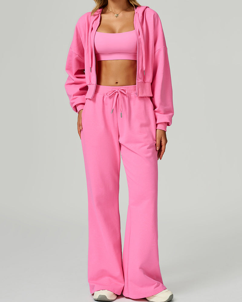 Women OEM High Waist Loose Wide Leg Sweatpants Sports Pants S-XL