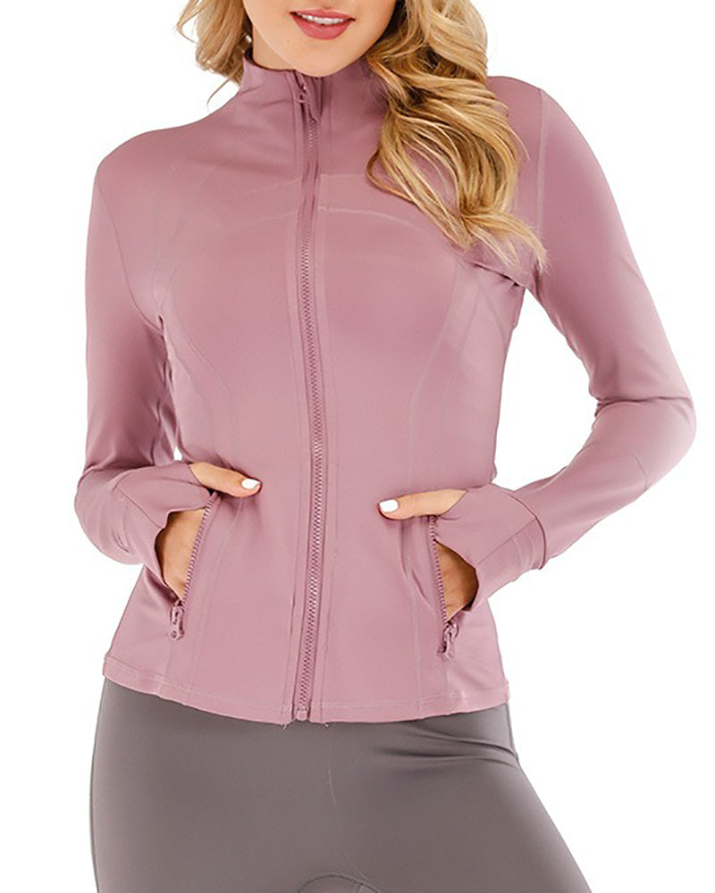 Women Popular Long Sleeve Patchwork Slim Sports Running Jacket 2-12