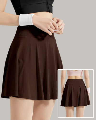 Women Running Tennis Golf High Waist Lined Skirts Black Apricot Sky Cyan Coffee S-2XL