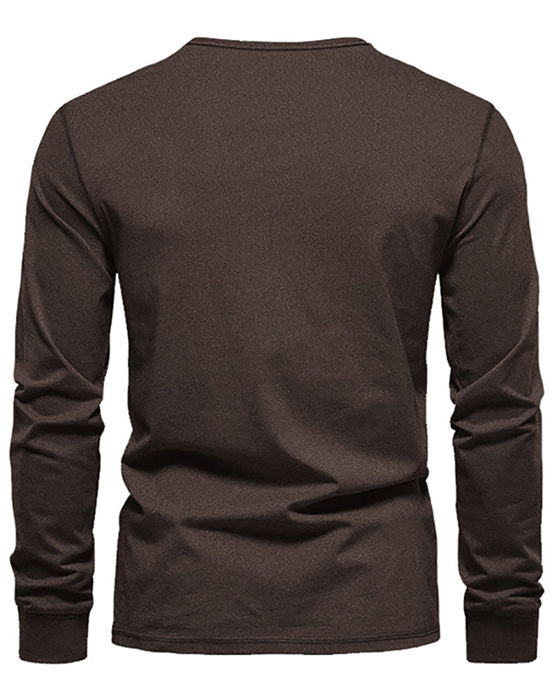 Button Neck Long Sleeve Sweatshirt S-3XL