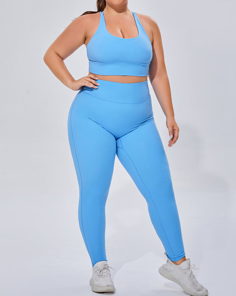 Women Breathable High Elastic Plus Size Yoga Pants Sets S-3XL