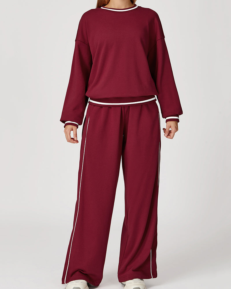 Women Customized Logo Colorblock Running Casual Wide Leg Loose Sweatpants S-XL