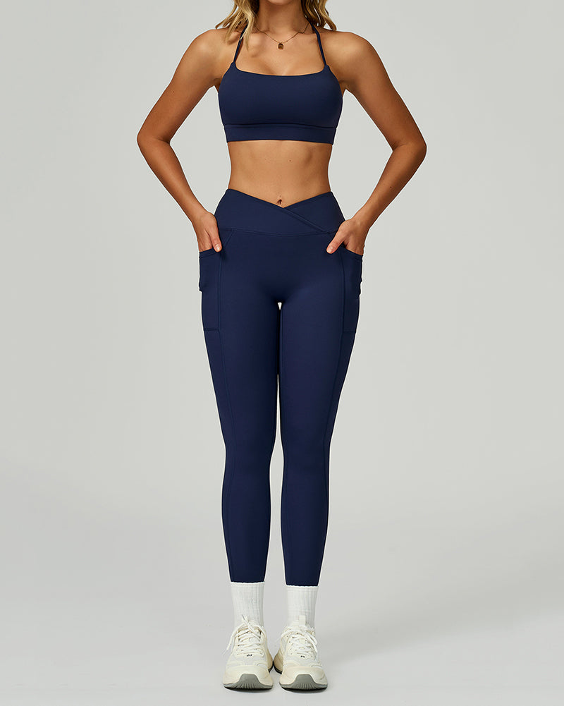Women Fitness GYM Sports Sling Bra Running Leggings Two Piece Sets S-XL