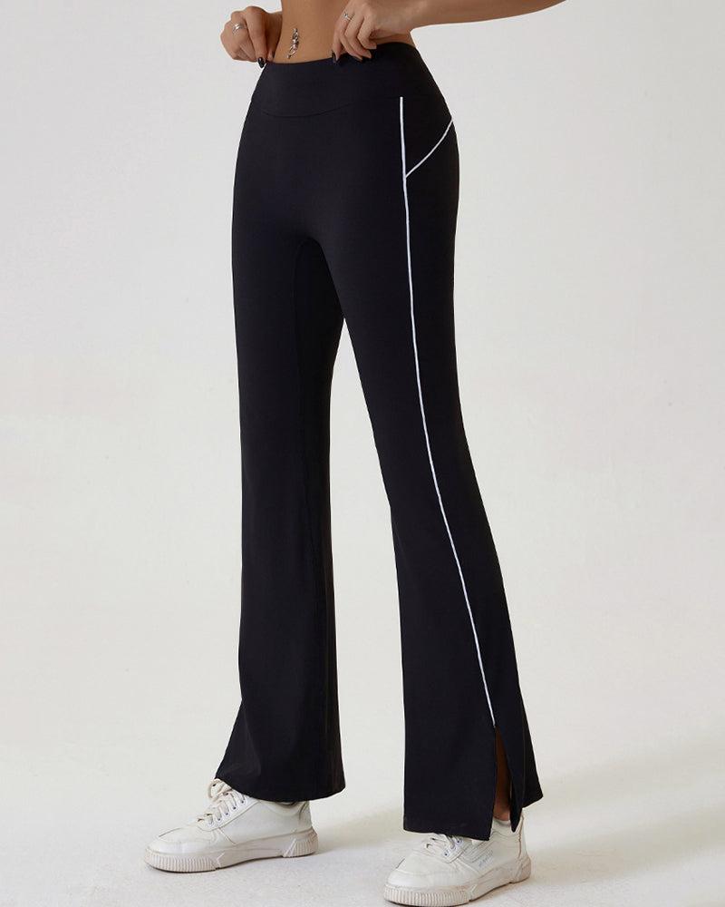 Women High Waist Wide Slit Leg Dance Sports Outdoor Pants S-XL