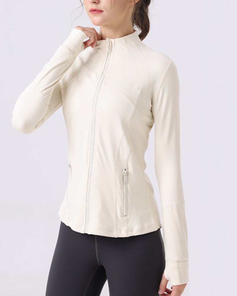 Women Popular Long Sleeve Patchwork Slim Sports Running Jacket 2-12