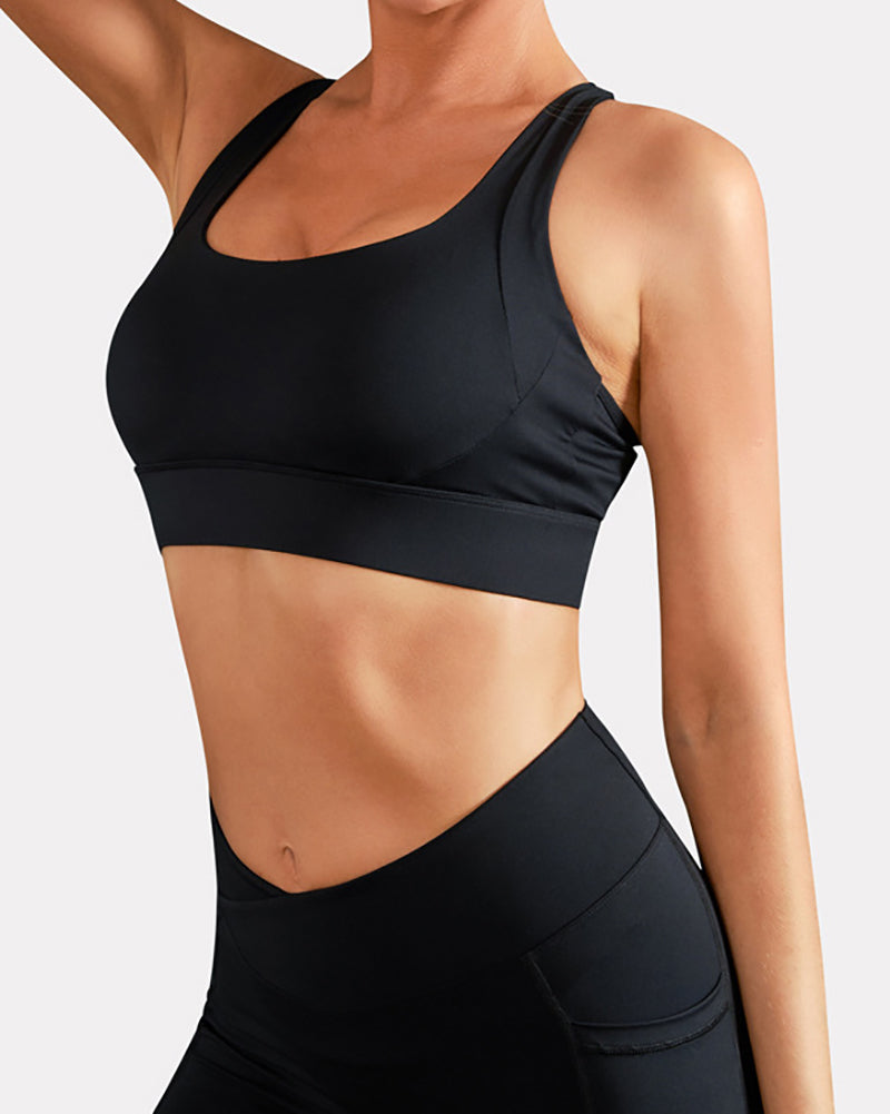 Women OEM Colorblock Crisscross Protect Yoga Sports Bra S-2XL