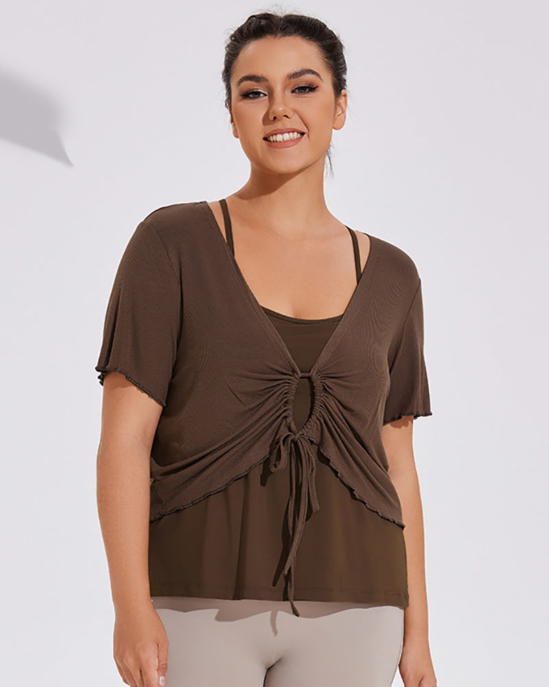 Fashion Short Sleeve Sports Cover Quick Drying Plus Size T-shirt Vest Brown Apricot Black XL-4XL