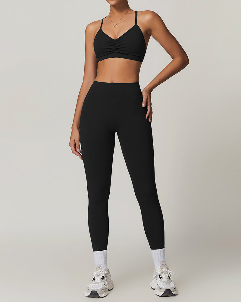 Wholesale Sling Sports Bra High Waist Leggings Sports Two Piece Sets S-XL