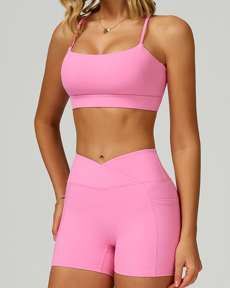 Women Customized Logo Criss Cross Sling Running Fitness Sports Bra Black Red Coffee Blue Pink S-XL