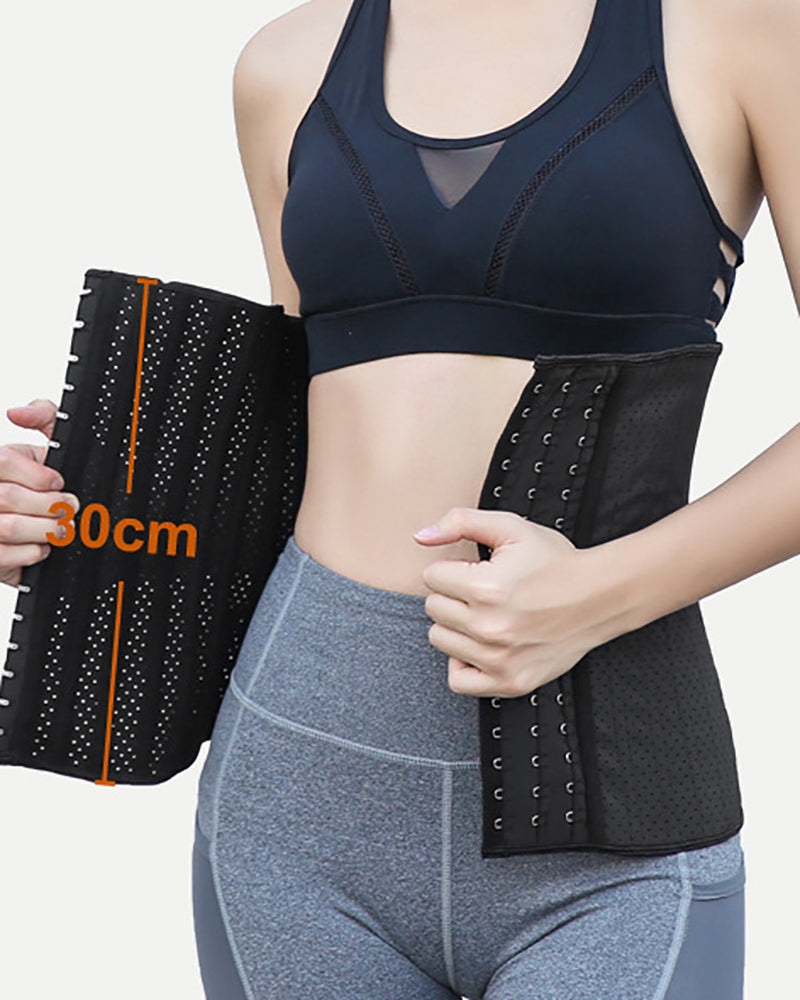 25 Steel Frame Waist Belt For Sports Fitness Breathable Rubber Corset Black Skin XS-6XL