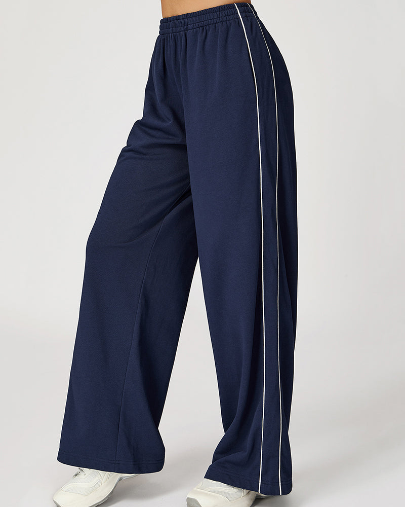 Women Customized Logo Colorblock Running Casual Wide Leg Loose Sweatpants S-XL