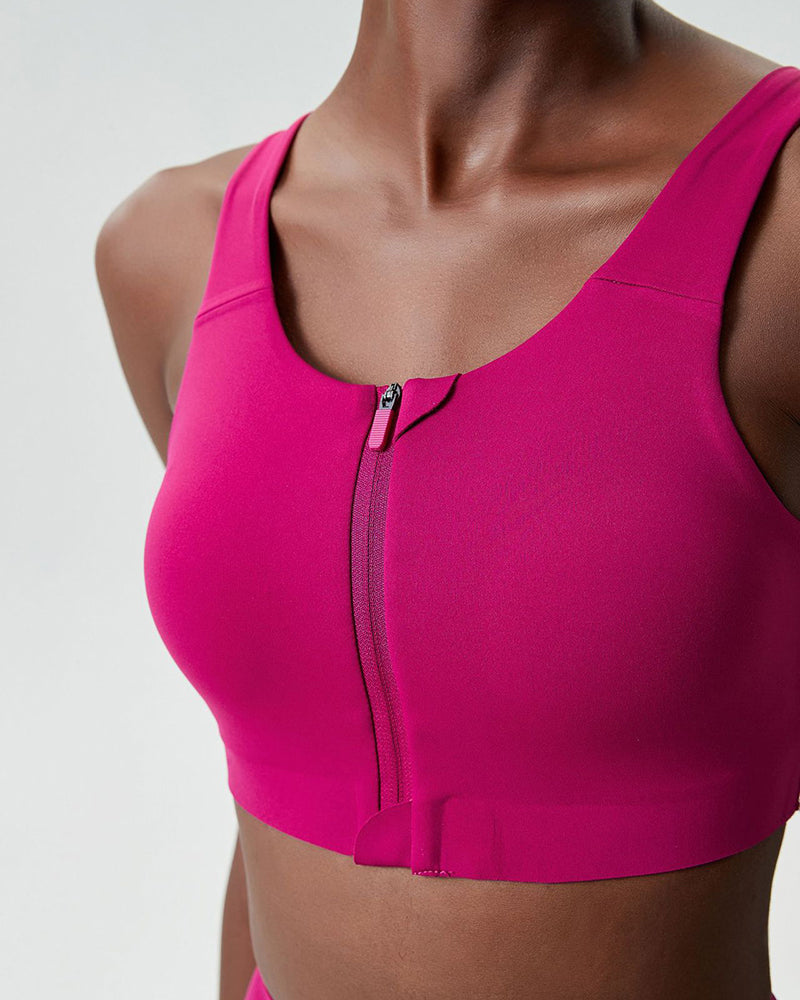 Wholesale Zipper Front High Protect Fixed Bra Yoga Fintess Bra S-XL