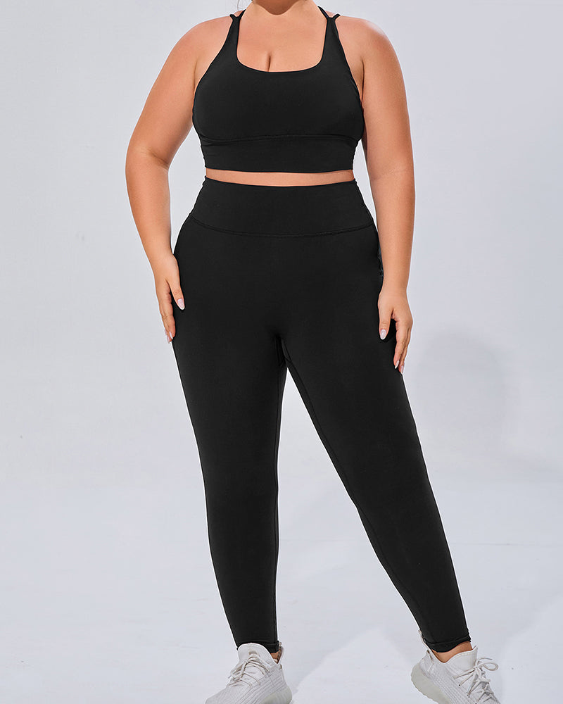 Women Breathable High Elastic Plus Size Yoga Pants Sets S-3XL