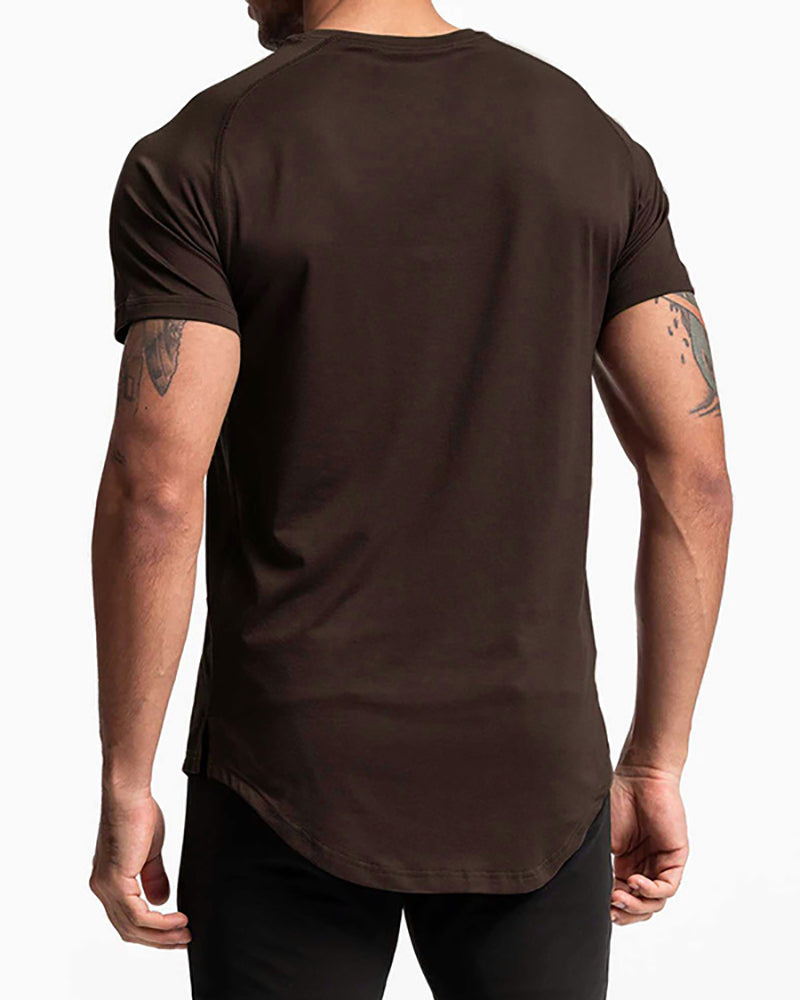 Short Sleeve Solid Color O Neck Breathable T-shirt M-3XL