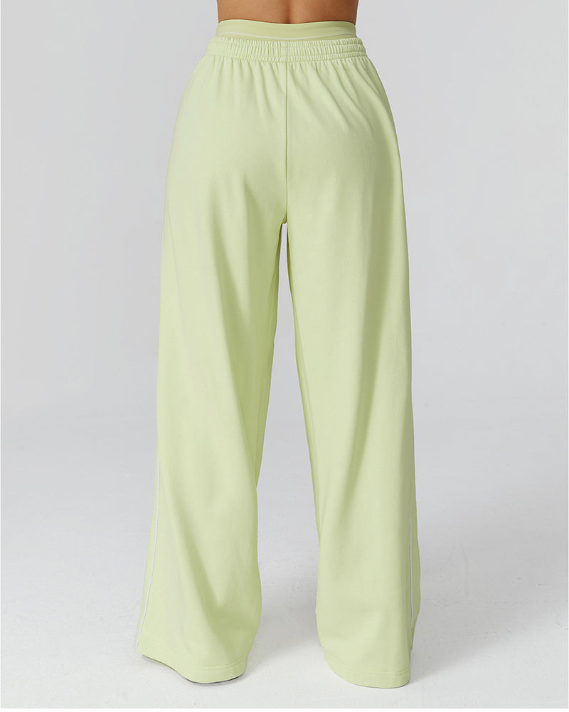 Women Customized Logo Colorblock Running Casual Wide Leg Loose Sweatpants S-XL