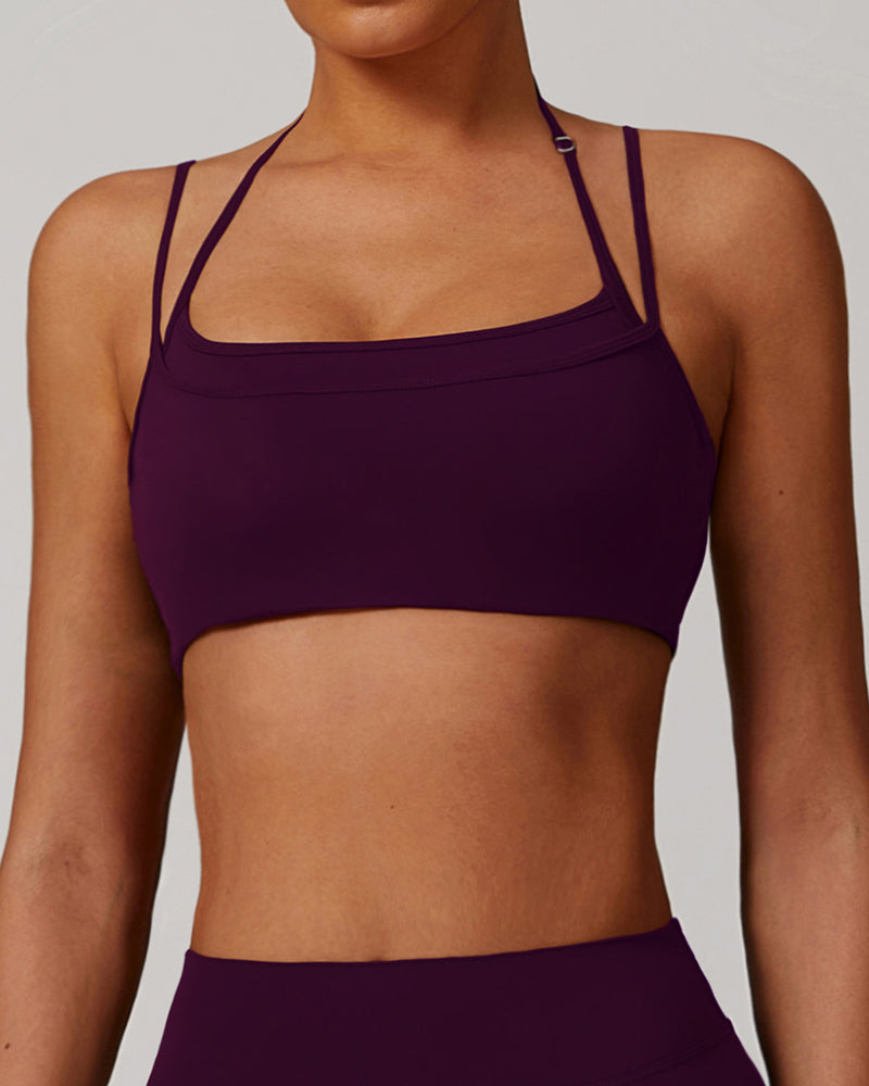 Wholesale Supplier Bulid Brand Double Sling Halter Neck Sports Bra S-XL