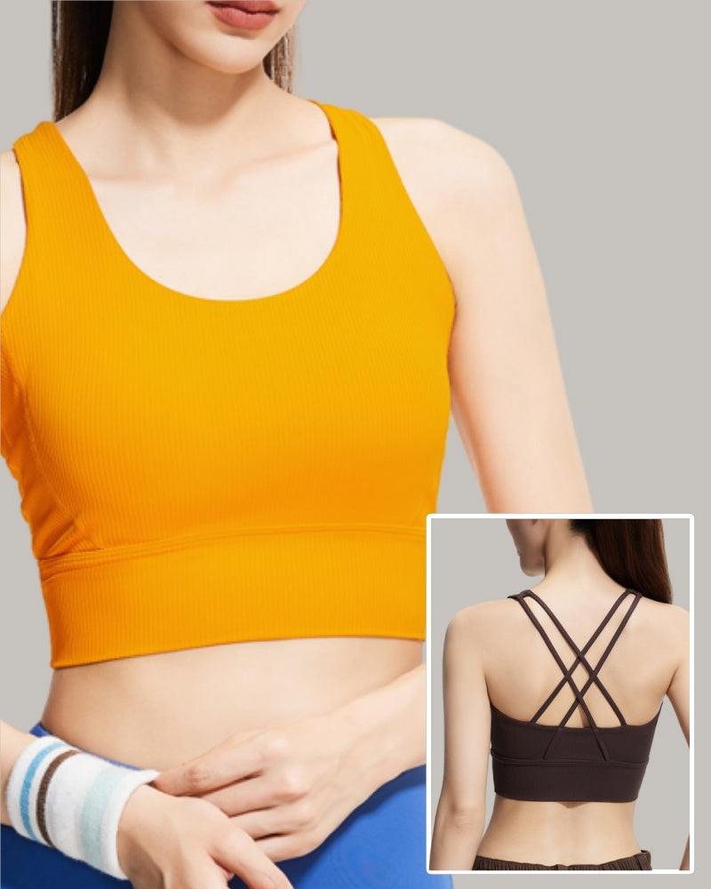 Wholesale Add Logo Women Criss Cross Back Sports Bra S-2XL