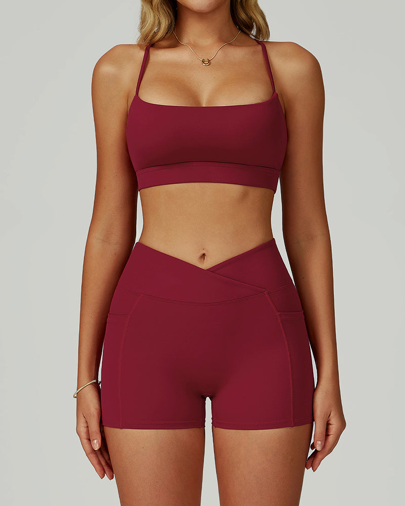 Customize Fitness Women Sports Sling Bra Shorts Yoga Two-piece Sets S-XL