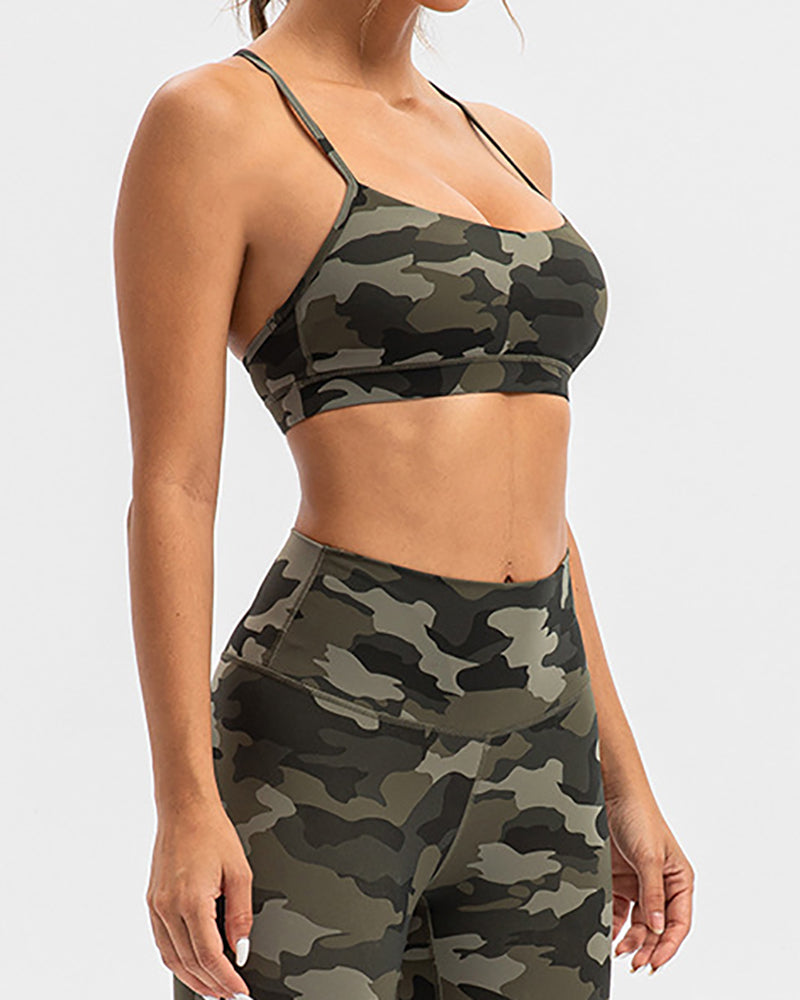 Woman Sling Summer Sports Camo Printed Bra S-2XL