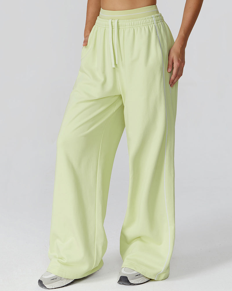 Women Customized Logo Colorblock Running Casual Wide Leg Loose Sweatpants S-XL