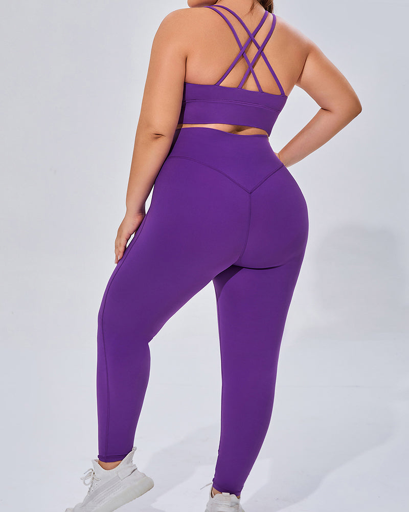 Women Breathable High Elastic Plus Size Yoga Pants Sets S-3XL