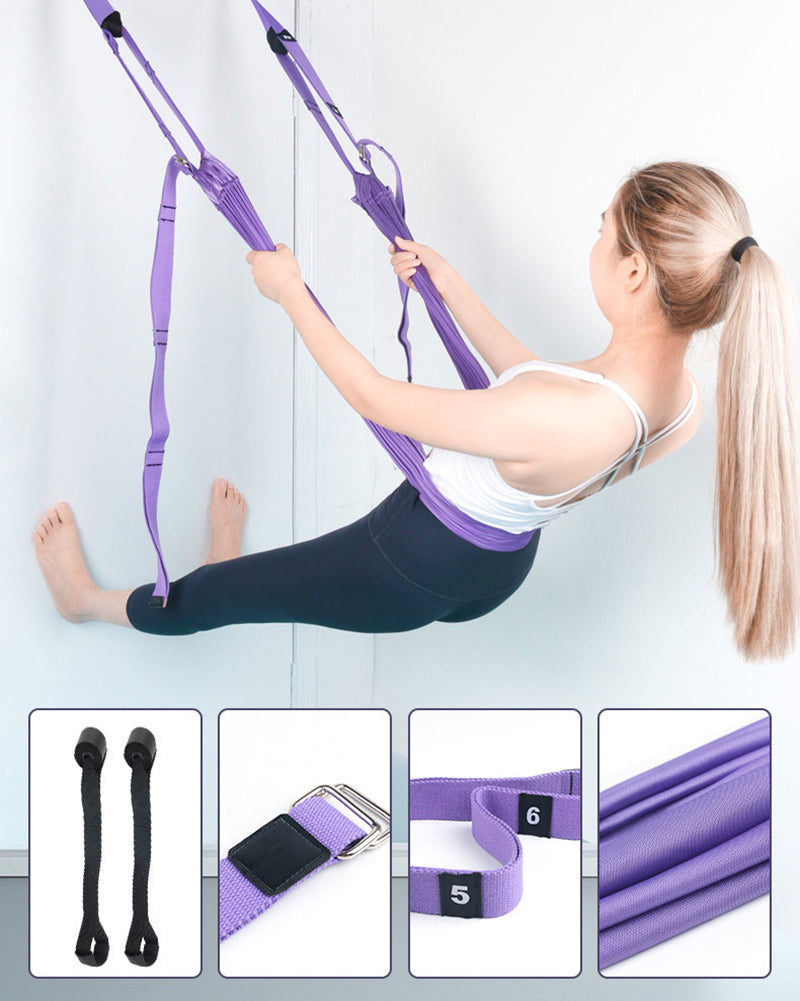 Air Yoga Rope Straight Horse Open Crotch Elastic Stretch Leg Splitting Lower Back Training Belt Door Mounted Fitness Hammock Stretching Belt