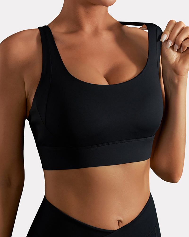 Women OEM Colorblock Crisscross Protect Yoga Sports Bra S-2XL