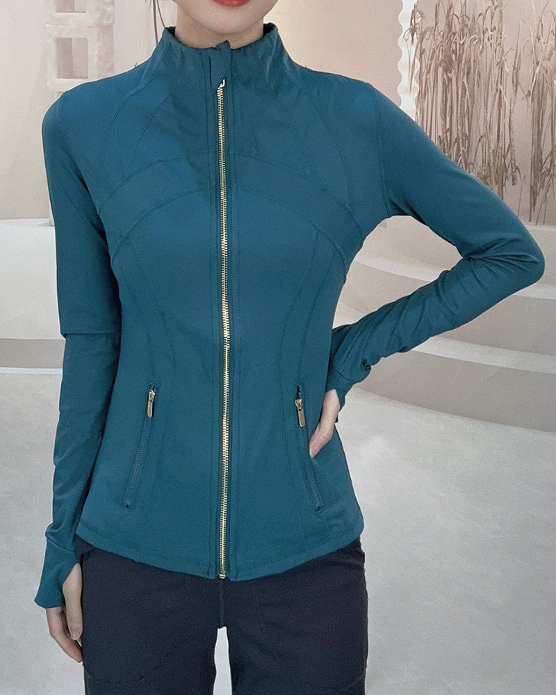 Women Popular Long Sleeve Patchwork Slim Sports Running Jacket 2-12