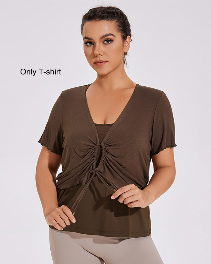 Fashion Short Sleeve Sports Cover Quick Drying Plus Size T-shirt Vest Brown Apricot Black XL-4XL