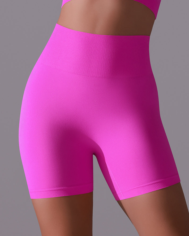 Women Seamless Fitness High Waist Hip Lift Sports Running Active Shorts S-L