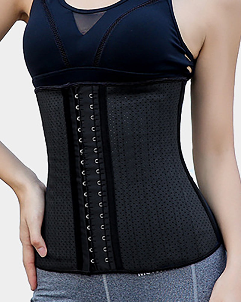 25 Steel Frame Waist Belt For Sports Fitness Breathable Rubber Corset Black Skin XS-6XL