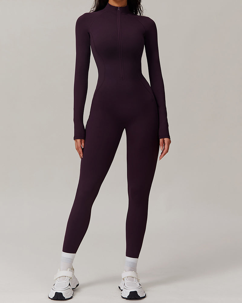 Factory Price OEM ODM Fleece Slim Outdoor Tight Warm Long Sleeve Sports Yoga Jumpsuit S-XL