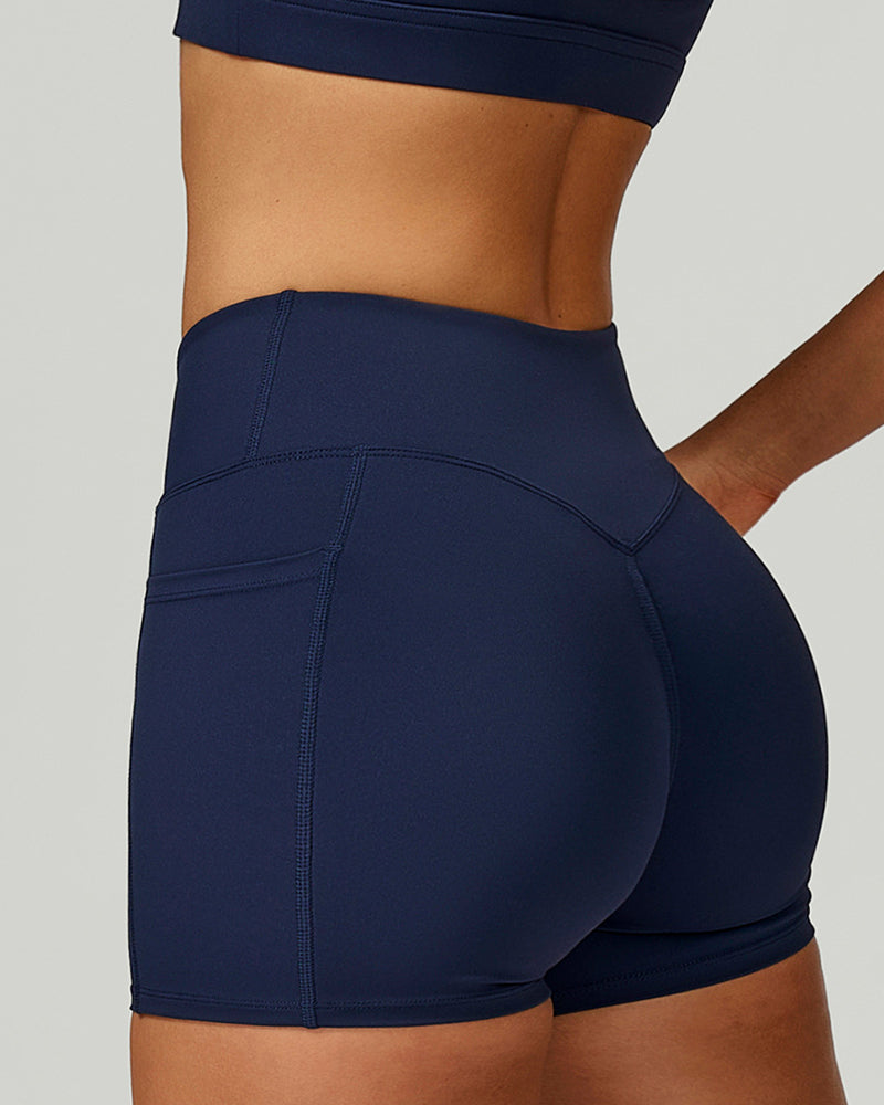 Women Add Logo OEM Pocket High Waist Slim Thigh Mini Sports Running Shorts S-XL