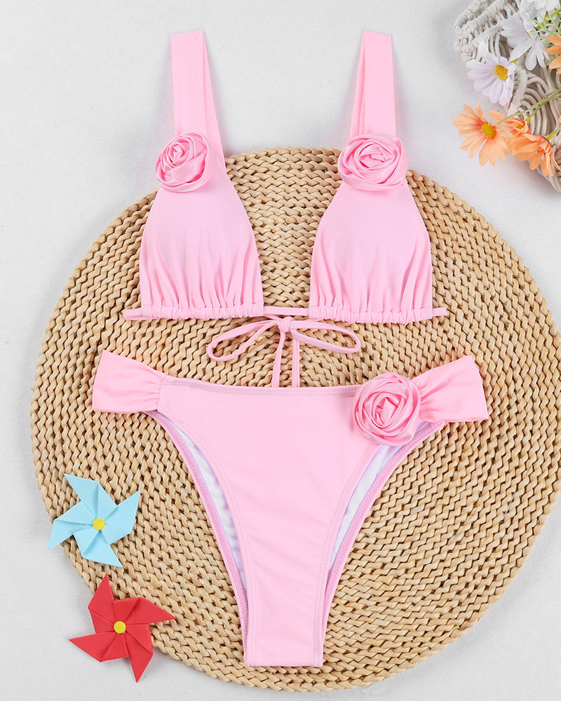 Solid Color Women High Waist Bikini Set S-L