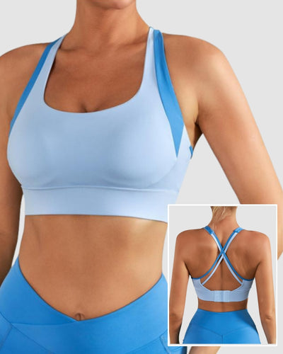 Women OEM Colorblock Crisscross Protect Yoga Sports Bra S-2XL