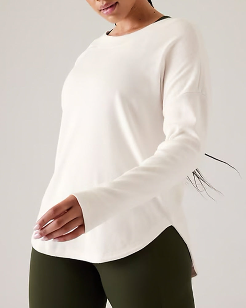 Autumn New Hollow Out Back Long Sleeve Casual Fitness Sports Top Pullover S-L