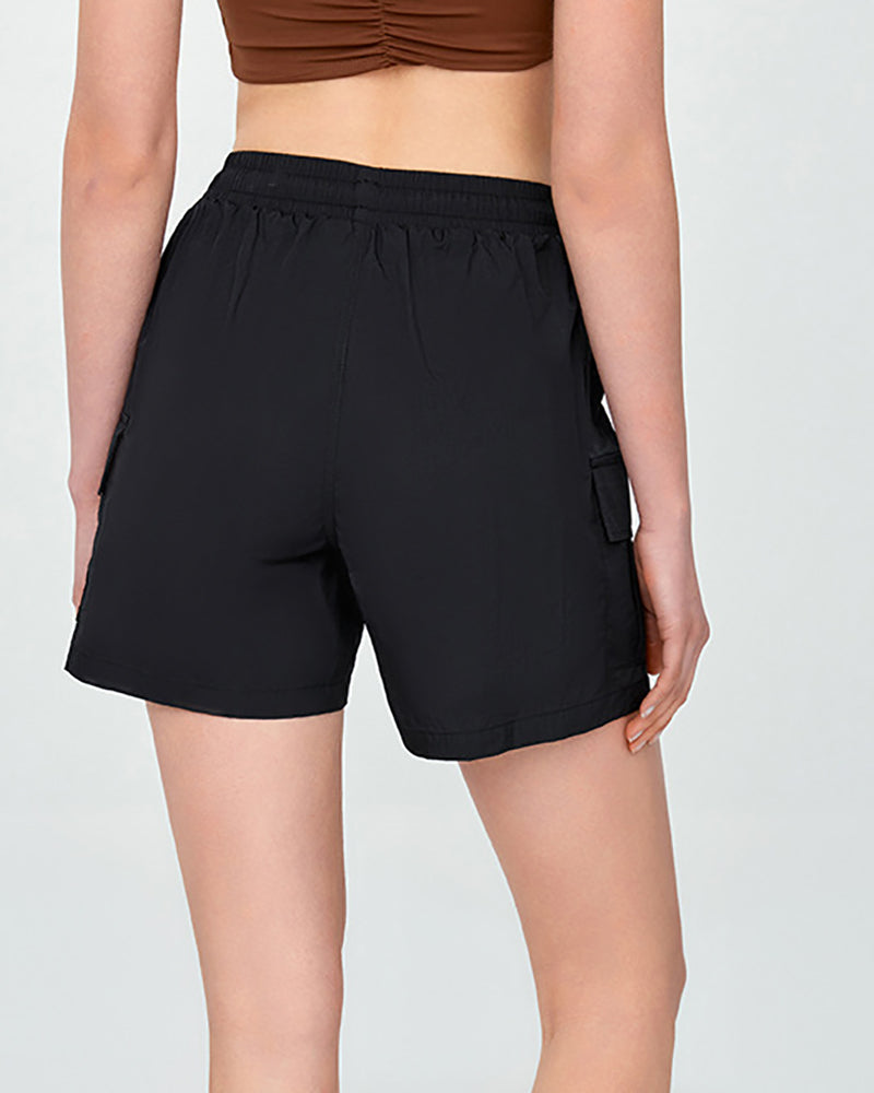 Women Lined Sports Pockets Outdoor Running Shorts S-XL