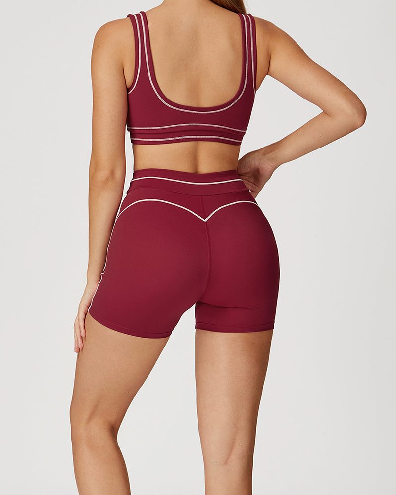 Women Contrast Color Sanded High-End U-Shaped Beautiful Back Sports Bra Running Fitness Yoga Bra S-XL