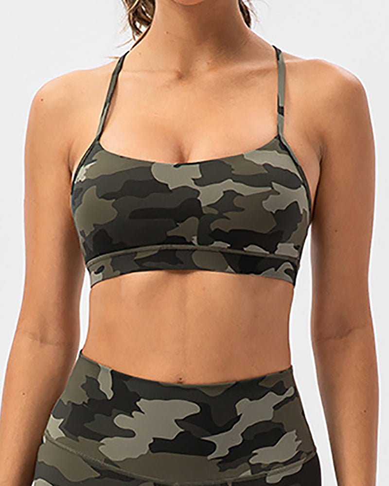 Woman Sling Summer Sports Camo Printed Bra S-2XL