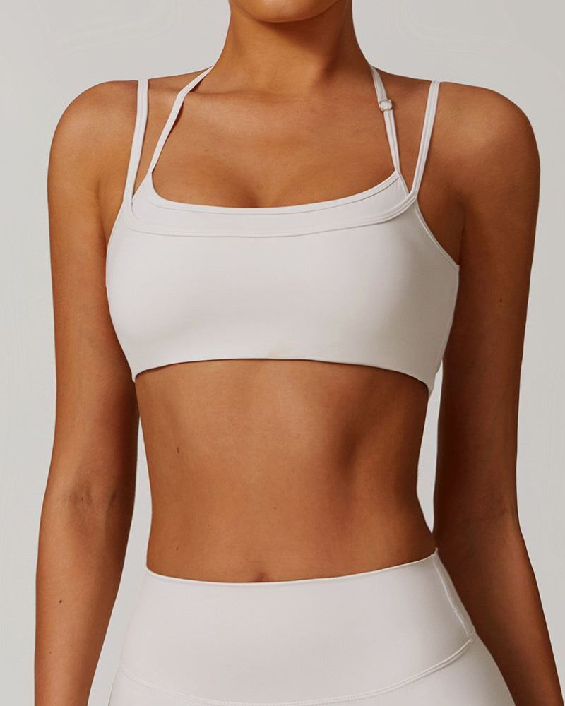 Wholesale Supplier Bulid Brand Double Sling Halter Neck Sports Bra S-XL