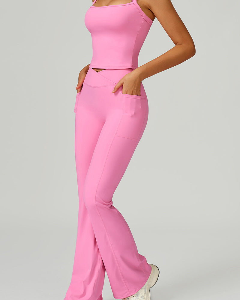 Women Criss High Waist Wide Leg Running Dancing Pilates Pants S-XL