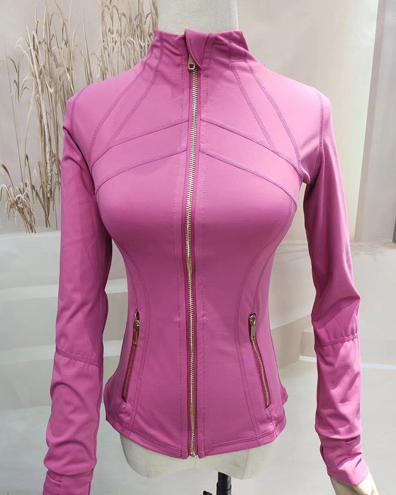 Women Customized Logo Long Sleeve Patchwork Slim Sports Running Jacket 2-12