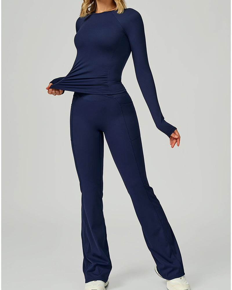 Women OEM Customize Activewear Long Sleeve Ruched Sport Top S-XL