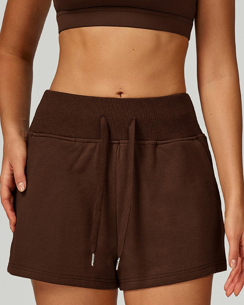 Woman Side Pocket Factory Price High Waist Outdoor Running Casual Fitness SweatShorts S-XL