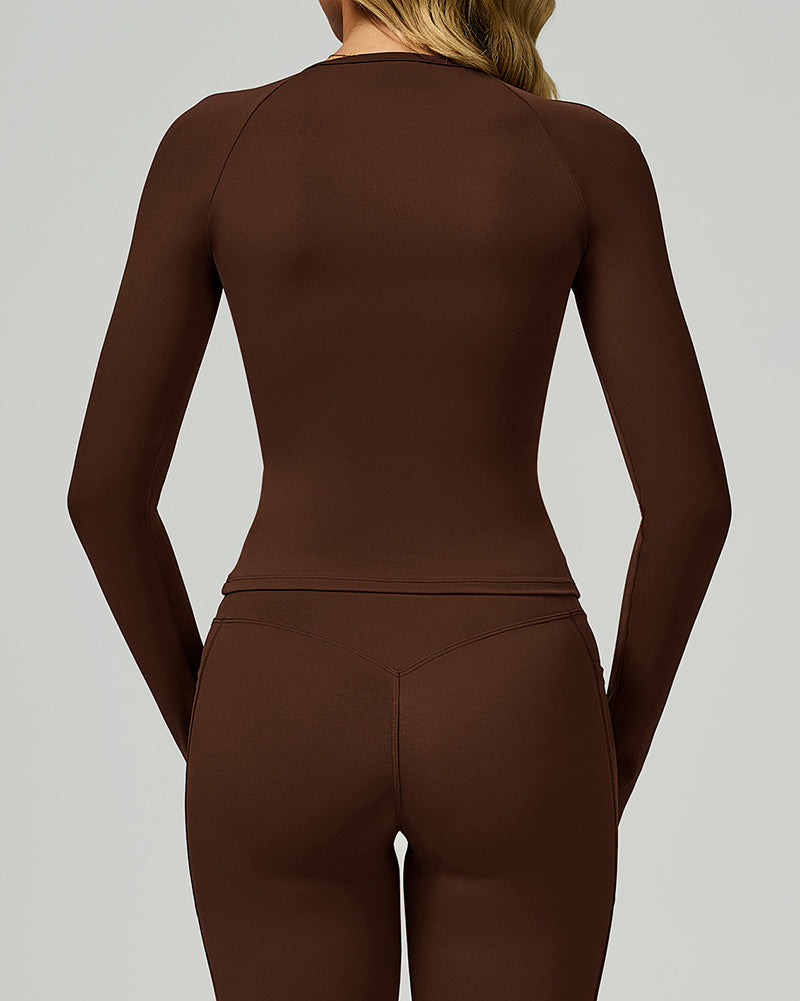 Women OEM Customize Activewear Long Sleeve Ruched Sport Top S-XL