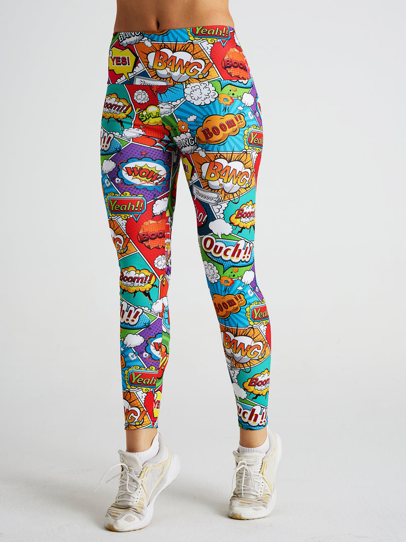 Women Cartoon High Waist Printed Sports Leggings S-2XL